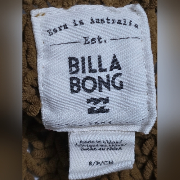 Billabong Oversized Open Weave Cardigan Sweater With 2 Front Pockets Size Small - Picture 4 of 5